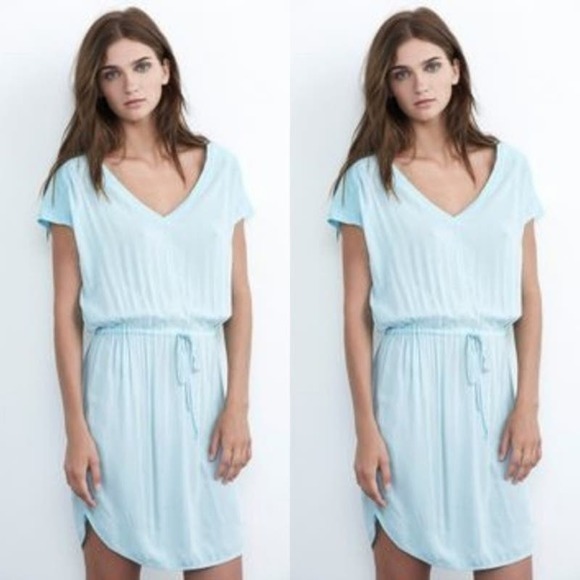 Velvet by Graham & Spencer Dresses & Skirts - Velvet by Graham & Spencer Blouson Shirt Dress XS Anthropologie V Neck Aqua Blue
